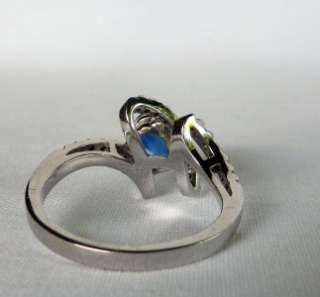   GOLD 1.38 CT SAPPHIRE+PAVE DIAMOND BYPASS RING~SUPERB QUALITY  