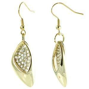   Pave Plate under Gold Triangular Frame Drop Dangle Earrings Jewelry