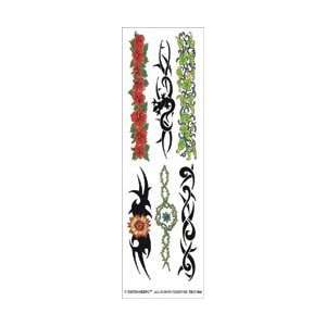  Tattoo King Temporary Tattoo W/Color Tribal Floral 