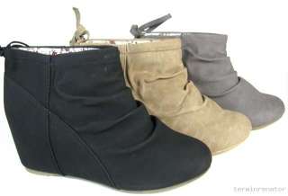 Damen Ankle Boots Stiefeletten Keilabsatz Wedges Schuhe  