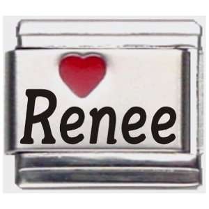  Renee Red Heart Laser Name Italian Charm Link Jewelry