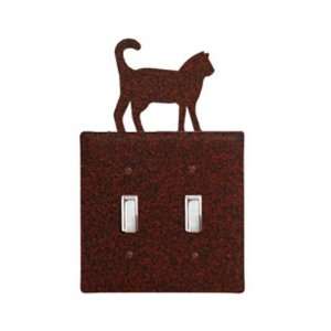  Cat   Rust Wrought Iron Switch Plate / 2 Toggle