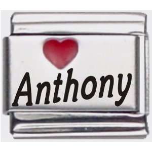  Anthony Red Heart Laser Name Italian Charm Link Jewelry