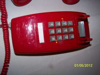Vintage RETRO 1970 1980 RED Wall TELEPHONE Phone CORDED Push Button 
