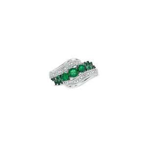 ZALES Lab Created Emerald and Diamond Accent Bypass Ring in Sterling 