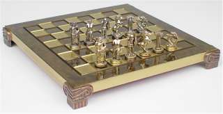 Small Archers Brass Chess Set & Board Package   Brown  
