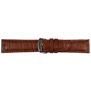  Hand made Mens Long 24mm Brown Crocodile Grain Calf Leather Watch 