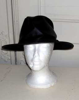 Wilsons Black Leather Crushable Safari Hat Size M  