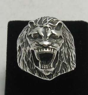 STERLING SILVER RING LION HEAD SIZE 7   12  