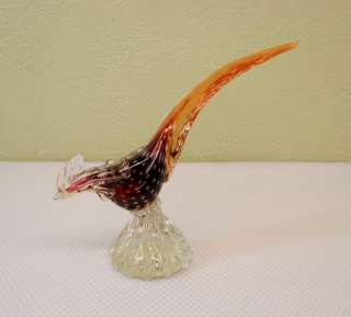 Bird Figure Blown Murano Glass Pheasant  