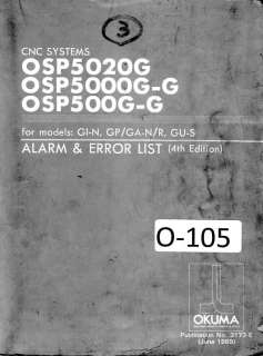 Okuma CNC Alarm Error List OSP5020G Plus Control Manual  