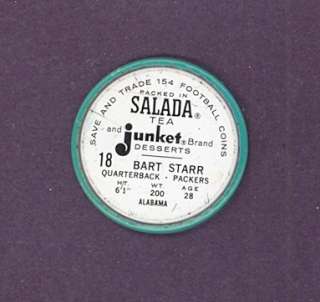1962 Salada Coins #18 Bart Starr Packers (EX/MT) *285795  
