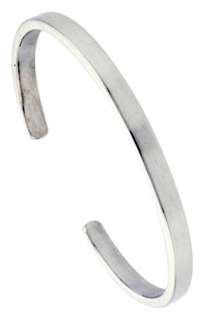 Sterling Silver Flat Wire Cuff Bangle Bracelet 6.3 mm (1/4 in.) wide
