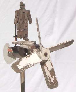 Folky Old unusual whirligig Dancing Man and Propellor.  