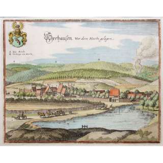 Herrhausen Harz Germany original engraving 1656 MERIAN  