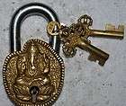 Door pad lock with lord Ganesh figure on face vintage lock in antique 