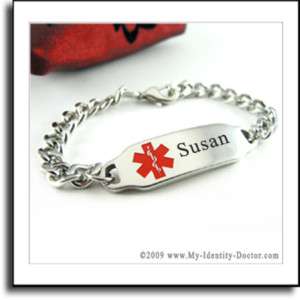Engraved Medical Alert ID Bracelet, Diabetes Supplies  