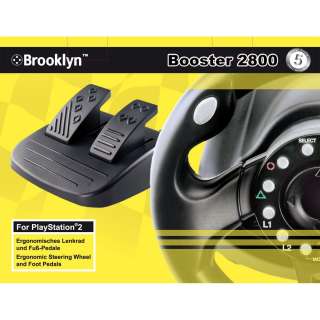 Brooklyn Booster 2800 Lenkrad + Pedale für Sony PS2 PS  