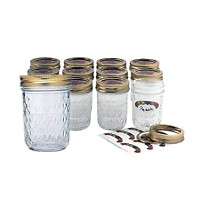CASE OF 12 8 0Z QUILTED JELLY CANNING JAR GLASS JARS  