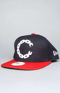 Crooks and Castles The New Era Chain C Snapback Hat in Navy Scarlet 