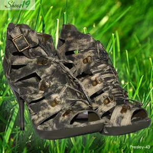   Sandals Platform Stilettos High Heel Bridal Army Green Shoes  