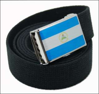CUSTOM MADE NICARAGUA FLAG CANVAS WEB BELT & BUCKLE  