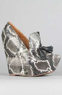 Jeffrey Campbell The Zealous Shoe in Black and Beige Python 