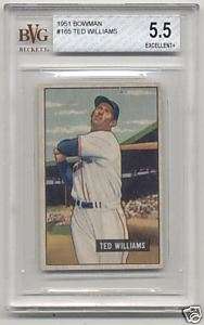 1951 Bowman #165 Ted Williams Red Sox BVG 5.5 Ex+ PSA  