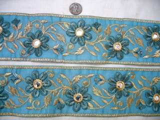EMBROIDERED Vintage Border Saree Sari Trim Lace UNIQUE fase  