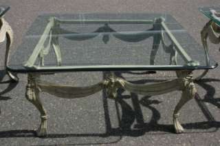 Piece Metal Swag and Tassel Decorator Glass Top Coffee Table & End 