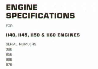 Caterpillar Engine Specs Manual Cat 1140 1145 1150 1160  