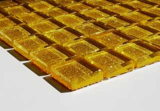 1m² Mosaikfliesen Glasmosaik Crystal Gold  Uni 8mm  