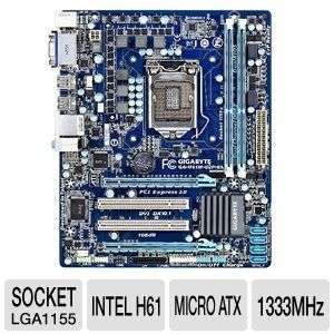 Gigabyte H61M D2P B3 Intel H61 Motherboard   Micro ATX, Socket H2 
