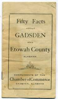 ca. 1920 GADSDEN ETOWAH COUNTY, ALABAMA promo pamphlet  