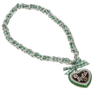 schmuck art Kette Wiesn Spatzl silver/green/white 26103