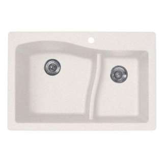 /Small Dual Mount Drop in Granite 33x22x10 1 Hole Double Bowl Kitchen 