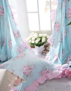 Shabby and Elegant blue roses with pink gingham ruffle cushion  
