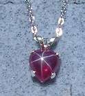 HEART LINDE STAR RUBY CREATED SAPPHIRE PENDANT CHAIN SS