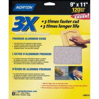 Norton 9 In. X 11 In. 120 Grit Medium Premium Sanding Sheets (3 Pack 