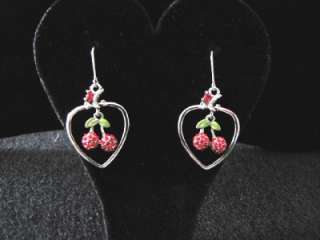Cherry Fruit Red Swarovski Crystal Dangle Earrings  