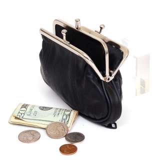 Leather Womens Wallet Metal Frame Coin Purse ID Credit Card Case Coin 