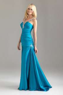   River Blue Ruched Bodice Mermaid Ball Gown/evening/prom dress  