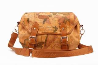 Womens Map PU Leather School Travel Bag Backpack C161  