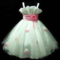 Pink Whit East Wedding Part Flower Girls Dress SZ 8  10