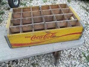 Vintage Coca Cola Yellow Wood Box good decor  