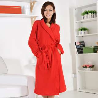   soft warm polar fleece luxury spa bathrobe One Sz robe red NEW  