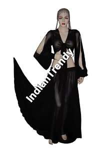 Black Skirt Harem Top Choli Belly Dance Costume Tribal  
