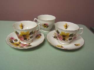 Ridgway Potteries Royal Vale 3 teacups with 2 saucers  