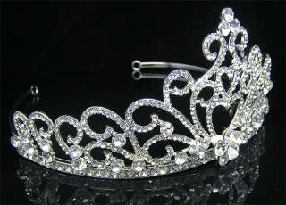 Wedding/Bridal crystal veil tiara crown headband CR213  