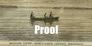 Vintage Drawing Reprint Higgins Lake Roscommon CO Mi  
